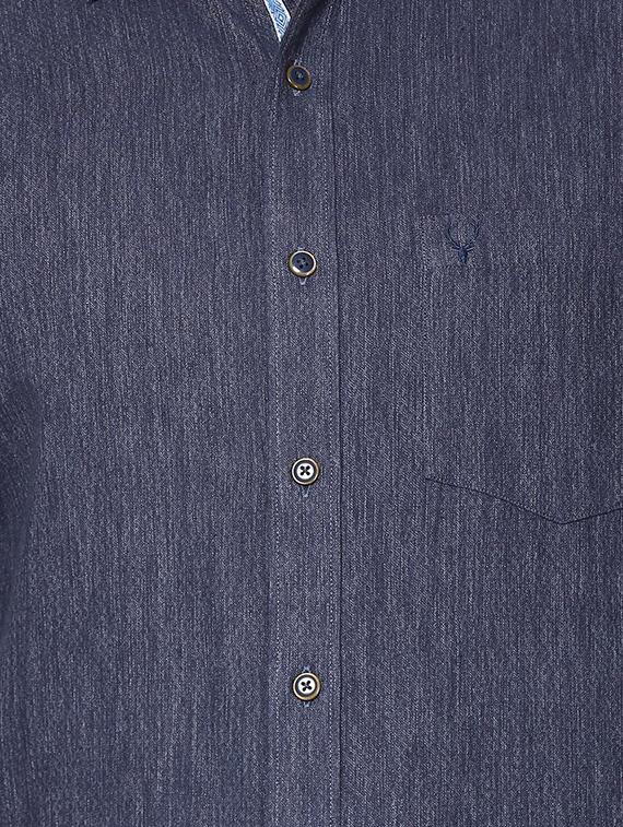 blue cotton blend casual shirt - 15609400 - Zoom Image - 4