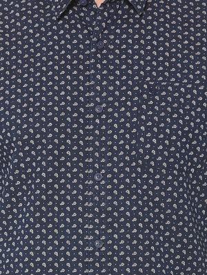 navy blue cotton casual shirt - 15609451 - Standard Image - 4