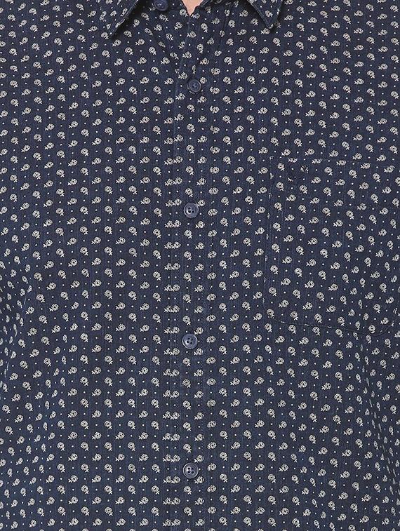 navy blue cotton casual shirt - 15609451 - Zoom Image - 4