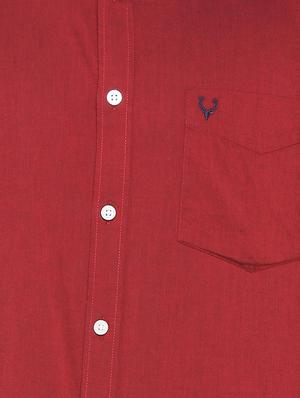 red cotton casual shirt - 15609457 - Standard Image - 4