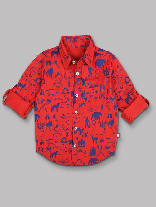 roll up sleeved quirky print shirt - 15609733 - Standard Image - 1
