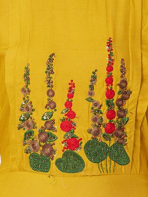 Mustard Embroidered flared kurta - 15609739 - Standard Image - 4