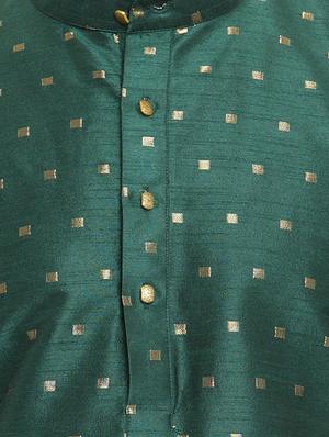 green dupion long kurta - 15609786 - Standard Image - 4