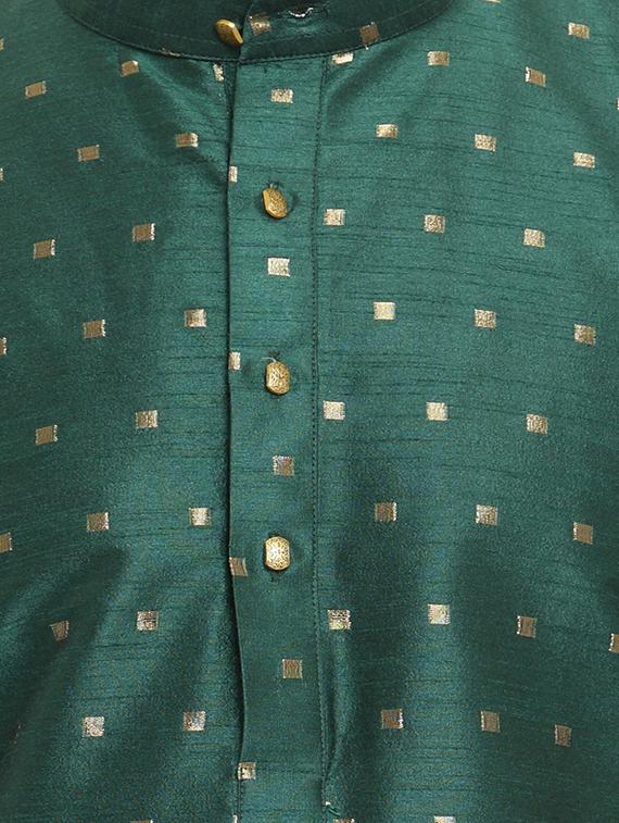 green dupion long kurta - 15609786 - Zoom Image - 4
