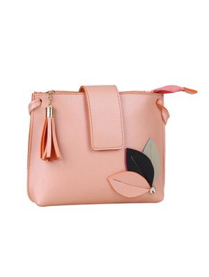 pink leatherette (pu) regular sling bag - 15611490 - Standard Image - 4