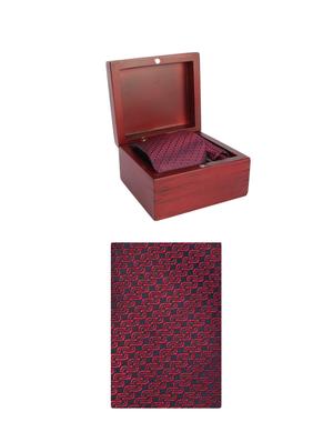 red microfiber tie with pocketsquare - 15612100 - Standard Image - 4