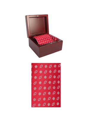 red microfiber tie with pocketsquare - 15612104 - Standard Image - 4