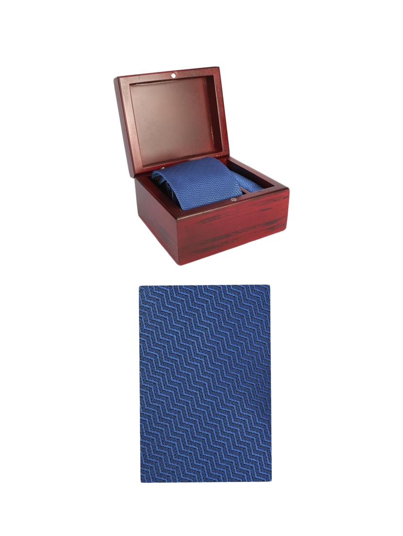 blue microfiber tie with pocket square - 15612105 - Zoom Image - 4