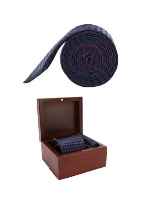 blue microfiber tie with pocket square - 15612117 - Standard Image - 4