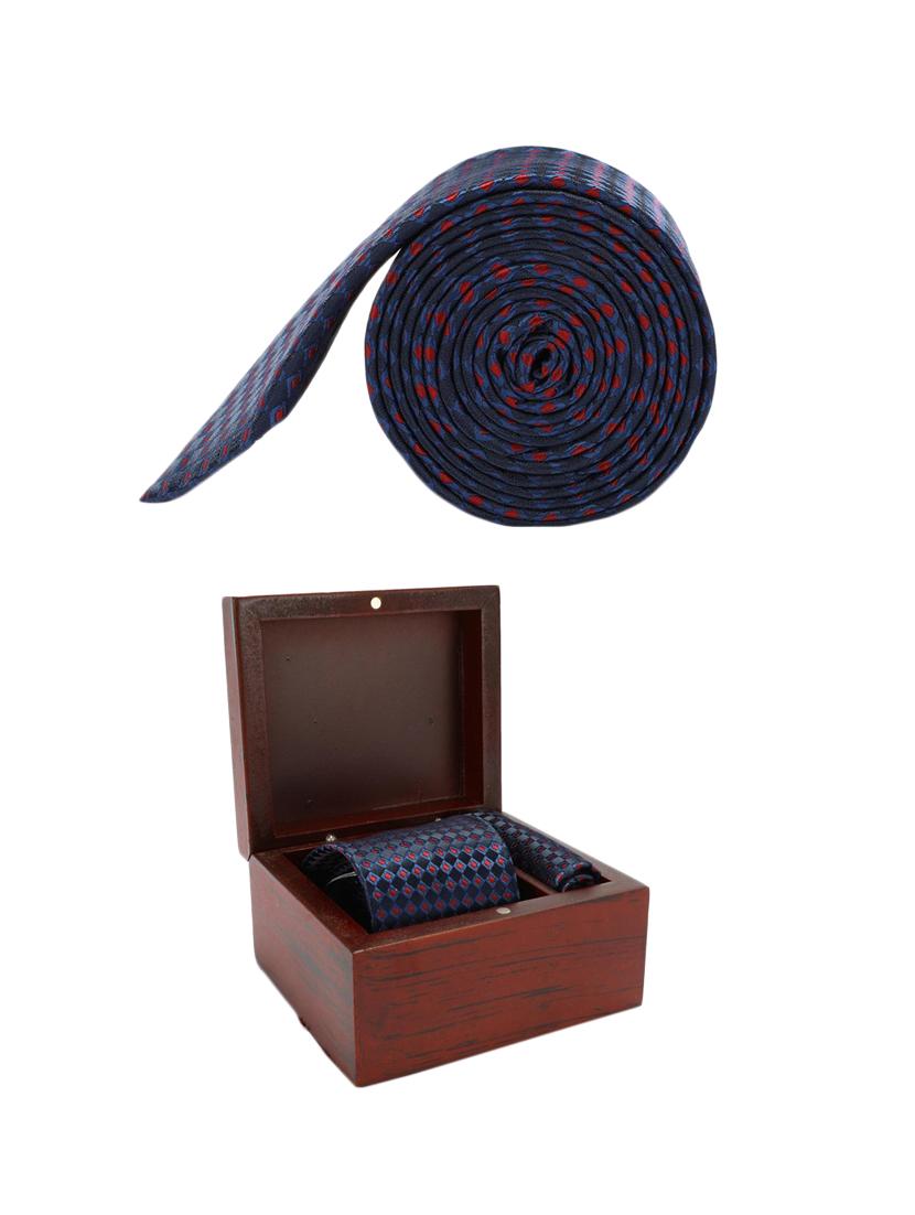 blue microfiber tie with pocket square - 15612117 - Zoom Image - 4