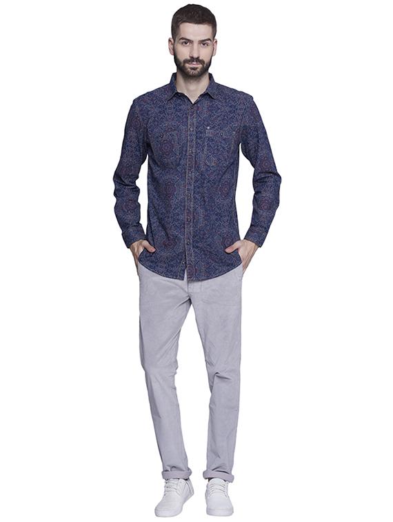grey cotton flat front casual trouser - 15612304 - Zoom Image - 4
