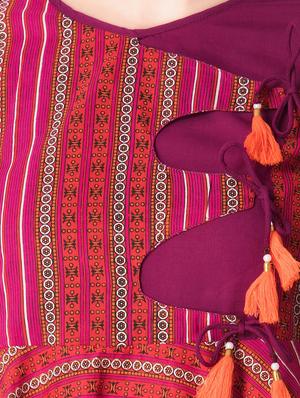 Layered printed dress with tassels - 15612653 - Standard Image - 4