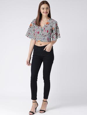 smocked back surplice neck back tie top - 15612673 - Standard Image - 4