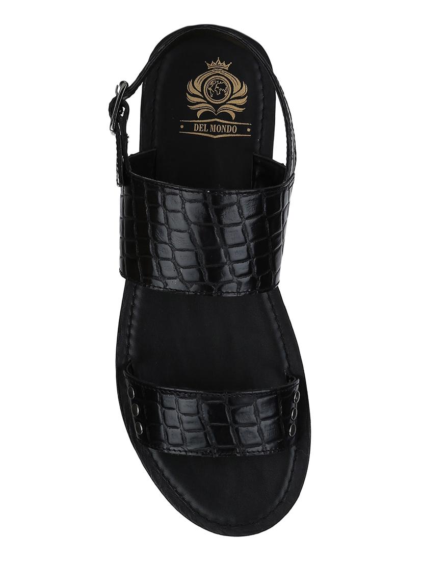 black Leather back strap sandals - 15613030 - Zoom Image - 4