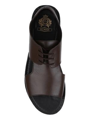 brown Leather lace-up sandals - 15613034 - Standard Image - 4