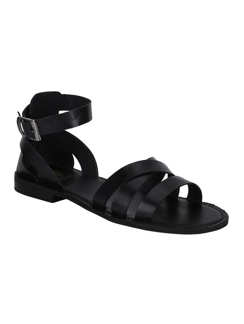 black Leather back strap sandals - 15613050 - Standard Image - 1