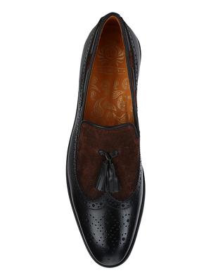 black Leather tassel slip ons - 15613159 - Standard Image - 4