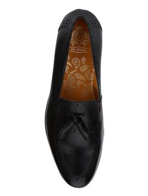 black Leather tassel slip ons - 15613214 - Standard Image - 4
