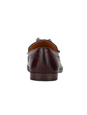 maroon Leather tassel slip ons - 15613222 - Standard Image - 4