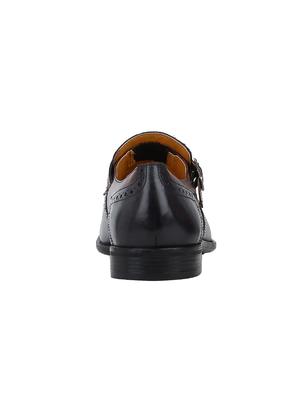 navy Leather slip on monk straps - 15613227 - Standard Image - 4