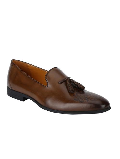 tan leather formal slip ons - 15613257 - Standard Image - 1