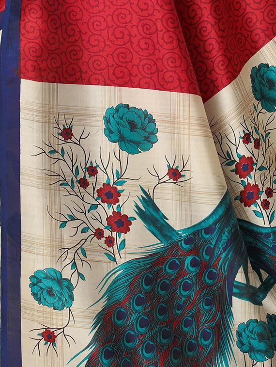 graphic printed mysore silk saree with blouse - 15613316 - Zoom Image - 4
