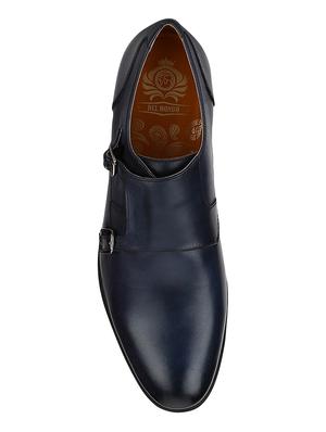 navy Leather slip on monk straps - 15613332 - Standard Image - 4