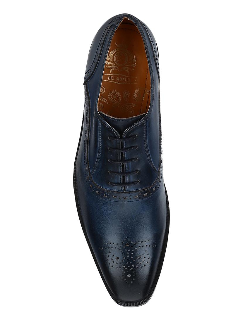 navy Leather lace-up oxfords - 15613379 - Zoom Image - 4