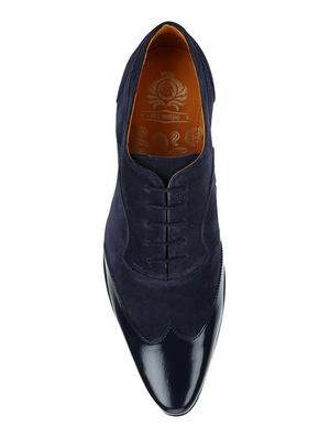 navy Suede lace-up brouges - 15613385 - Standard Image - 4