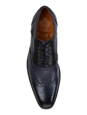 navy Leather lace-up brouges - 15613398 - Standard Image - 4