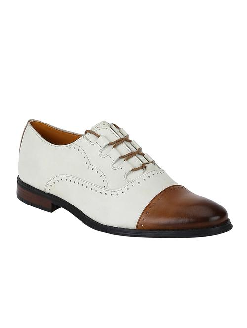 white Leather lace-up oxfords - 15613403 - Standard Image - 1