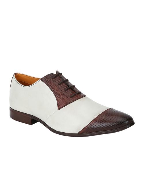white Leather lace-up oxfords - 15613409 - Standard Image - 1