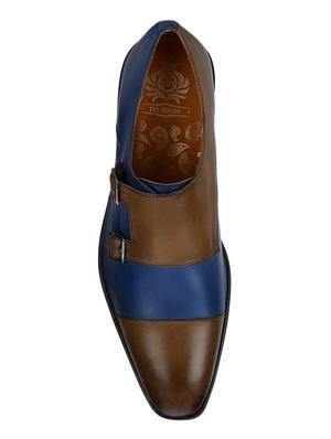 navy Leather slip on monk straps - 15613427 - Standard Image - 4