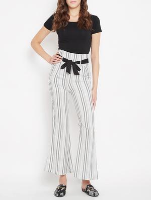 flared hem striped trouser - 15613517 - Standard Image - 4