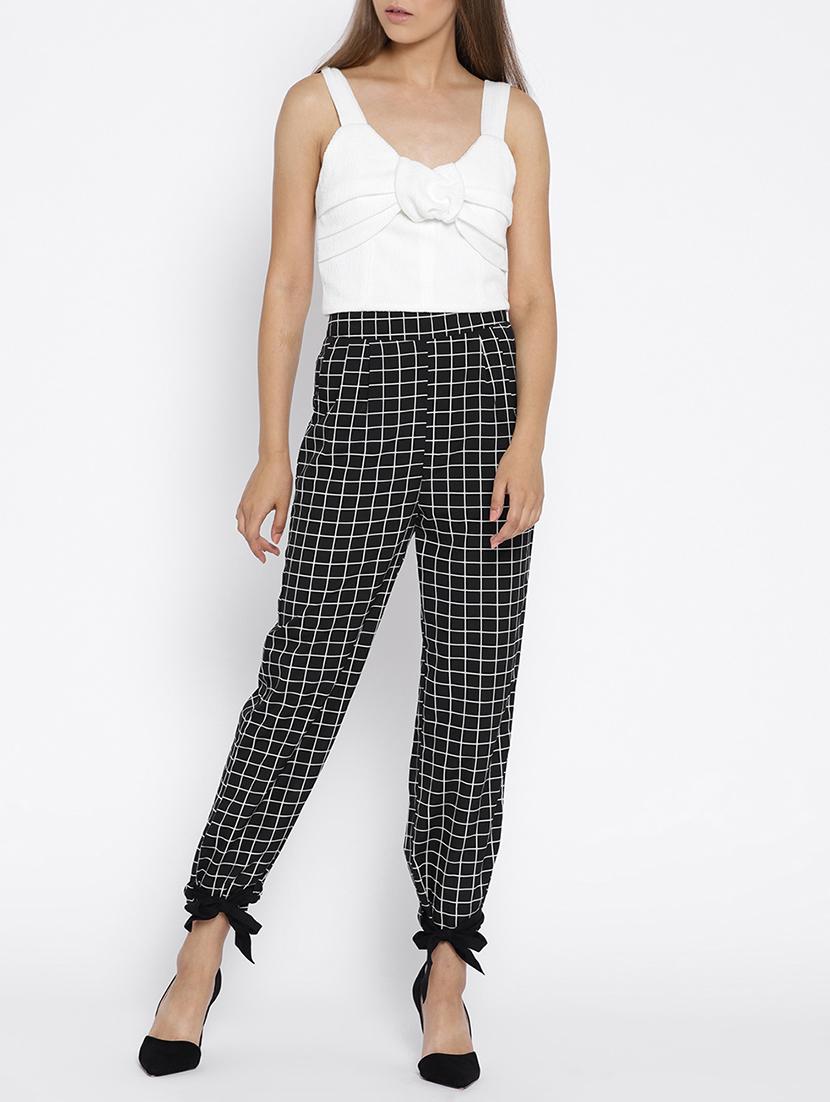 hem bow tie detail grid pattern trouser - 15613520 - Zoom Image - 4