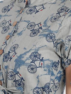 button detail empire line dress - 15613527 - Standard Image - 4