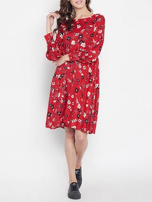 gathered detail fit and flare dress - 15613544 - Standard Image - 4