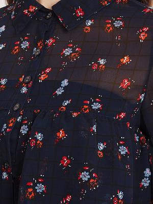 button up ditsy floral layered top - 15613547 - Standard Image - 4