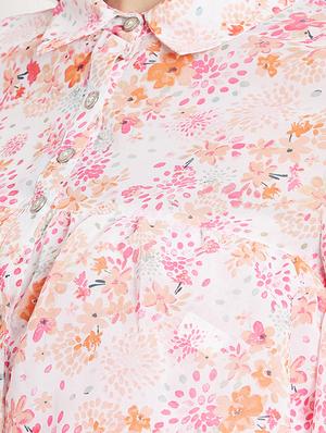 button up ditsy floral layered top - 15613548 - Standard Image - 4
