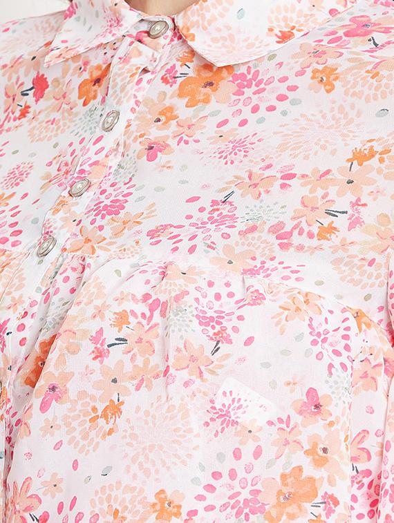 button up ditsy floral layered top - 15613548 - Zoom Image - 4