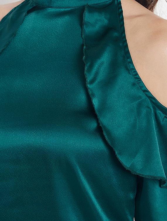 ruffled detail cold shoulder top - 15613557 - Zoom Image - 4