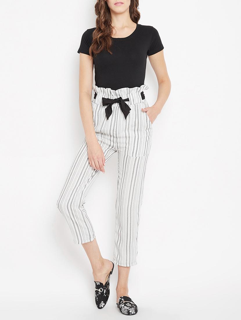paperbag waist striped crop pant - 15613587 - Zoom Image - 4