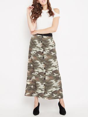 camouflage print button detail skirt - 15613592 - Standard Image - 4