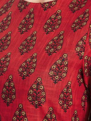 Straight printed kurta with tassels - 15613594 - Standard Image - 4