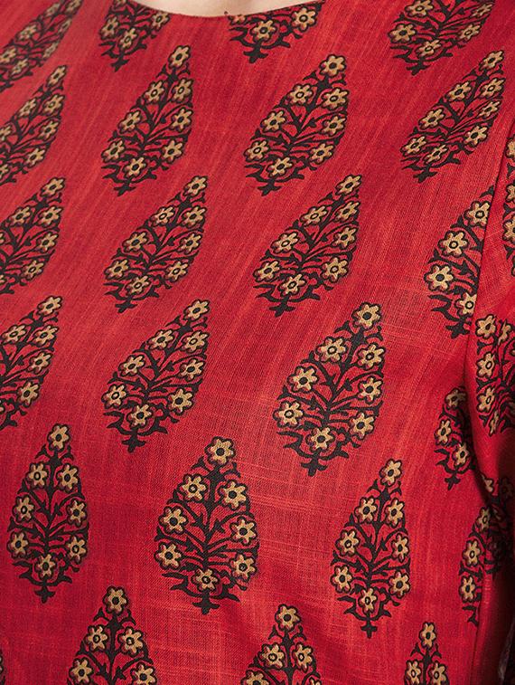 Straight printed kurta with tassels - 15613594 - Zoom Image - 4