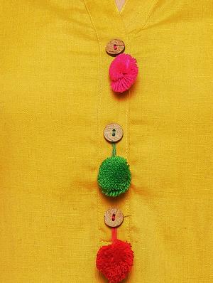 Straight pom pom solid kurta - 15614206 - Standard Image - 4