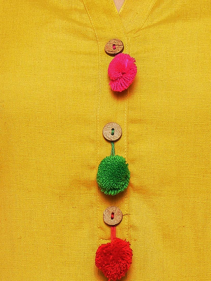 Straight pom pom solid kurta - 15614206 - Zoom Image - 4