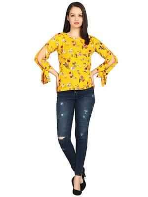 side tie up slit sleeved floral top - 15614649 - Standard Image - 4