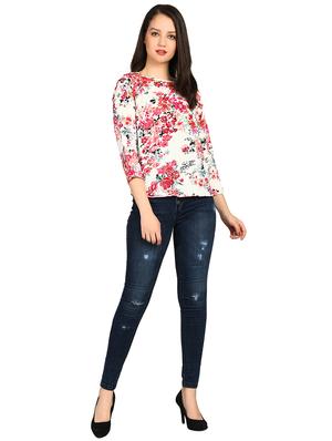boat neck floral top - 15614651 - Standard Image - 4