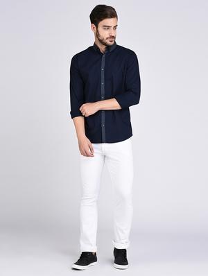 navy blue cotton casual shirt - 15614737 - Standard Image - 4